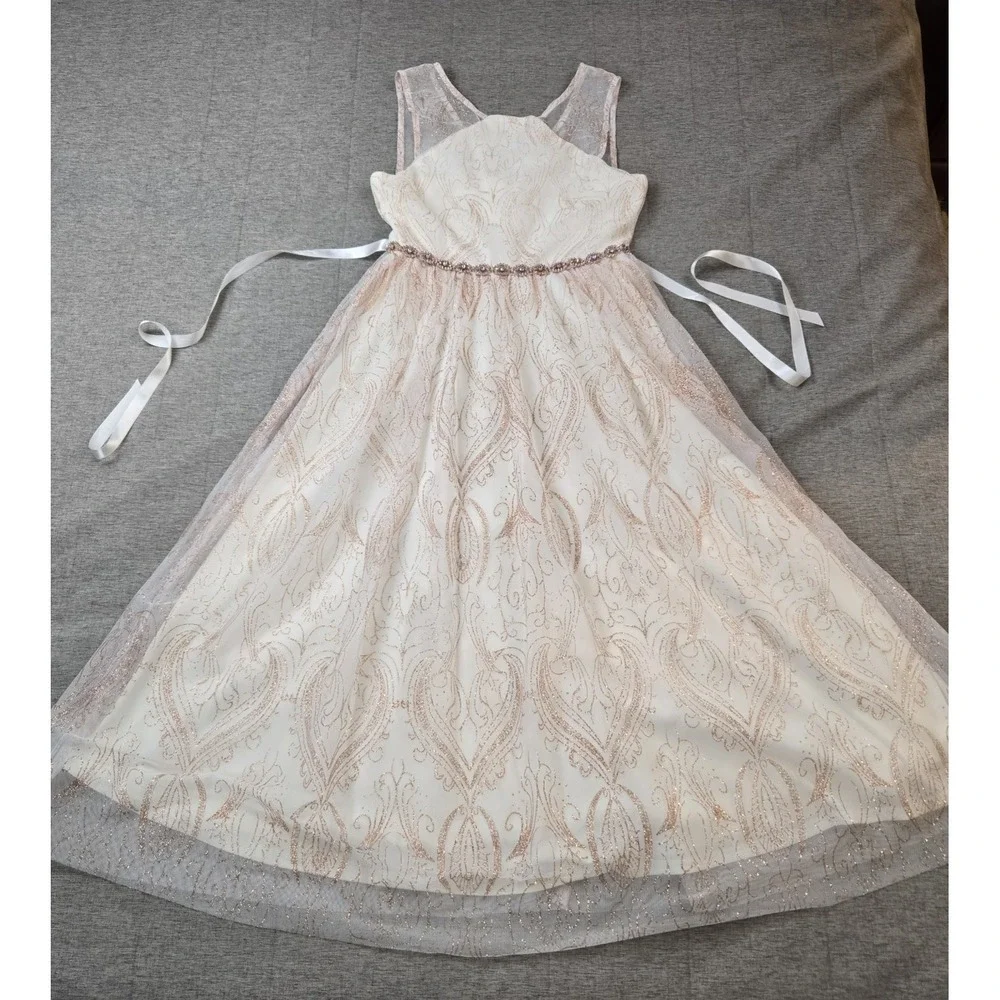 Rare Editions Girl's Dress Lined Tulle Skirt Jeweled Waist Holiday Nutcracker 12